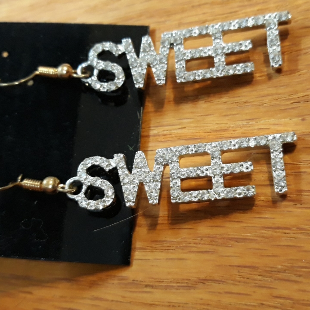 3 for $15 Silver Sweet Rhinestone Earrings - Picture 3 of 4
